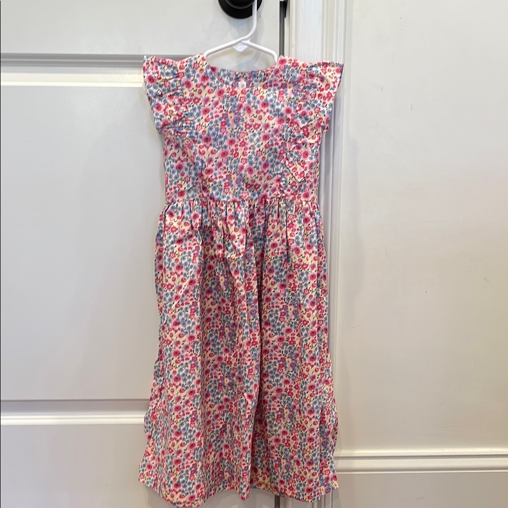 Carriage Boutique Pink and Blue Sundress with Flutter Sleeves